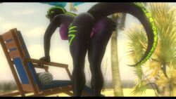 anthro ass ass_spread beach big_breasts big_nipples cobra green_eyes naked pussy qhala sfm snake source_filmmaker summer