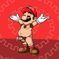 1boy 1male balls ballsack body_hair brown_hair cap cock erect_penis facial_hair foreskin full_body gloves gross hairy hairy_armpits hairy_balls hairy_chest hairy_male hairy_shoulders hat horny human intact leaking low_hanging_testicles male male_nipples male_only mario mario_(series) masculine mature_male moustache muscles nasty nintendo nude_male partially_clothed partially_retracted_foreskin penis posing precum precum_drip pubes pubic_hair repulsive scrotum shoes socks solo solo_male spread_legs standing testicles themasbator uncut unwashed_penis