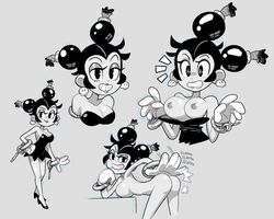 bean_smile big_breasts big_butt black_and_white bracelet breasts butt_slap datskelebutt earrings eyelashes itsdatskelebutt jewelry lipstick monochrome original_character pac-man_eyes presenting_hindquarters rubber_hose rubberhose shiny_hair shiny_skin skull_earrings slapping slapping_butt sound_effects wardrobe_malfunction white_gloves