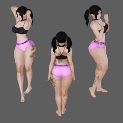 3d big_ass big_breasts bimbo booty_shorts bubble_butt cute earrings face_tattoo fake_breasts fat_ass honey_select ihateasuka implants original_character platform_heels tattoo thick_thighs twintails