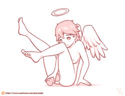 1girls 2015 angel blush dildo female female_only haibane_renmei halo insertion joe_randel masturbation monochrome nude patreon pussy rakka sex_toy sex_toy_insertion short_hair simple_background sitting sketch small_breasts smile solo vaginal vaginal_penetration white_background wings