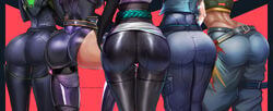 5girls apple_butt ass ass_focus ass_up badcompzero big_ass bubble_butt clothed dat_ass faceless_female female female_only huge_ass jett_(valorant) large_ass latina multiple_girls pants presenting presenting_hindquarters raze_(valorant) reyna_(valorant) riot_games sage_(valorant) skin_tight take_your_pick thick_thighs valorant video_games viper_(valorant) wide_hips