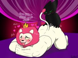 4:3 anal anthro beauty_mark black_body black_fur blush cartoon_network crown digitigrade domestic_cat duo english_text felid feline felis from_behind_position fur green_eyes hair king king_snugglemagne_xxv lion male male/male male_only mammal mane mane_hair mao_mao:_heroes_of_pure_heart moan muscular muscular_male nude panethera pantherine pecs royalty sex sheriff_mao_mao_mao size_difference small_dom_big_sub text