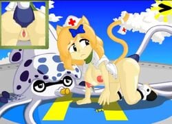 anal anal_destruction anal_object_insertion anal_sex anal_training animated ass black_eyes blonde_hair blooper cat_ears cat_tail catgirl deepthroat ellie_(rockcandy) gooper_blooper green_eyes helipad ink longer_than_one_minute mario_(series) nurse_cap nurse_uniform oral petite rockcandy small_ass sound spitroast stomach_bulge super_mario_sunshine tagme tentacles throat_bulge throat_fuck throat_training video