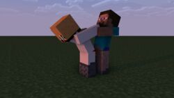 alex_(minecraft) blocks blue_eyes brown_hair green_eyes minecraft orange_hair steve_(minecraft)