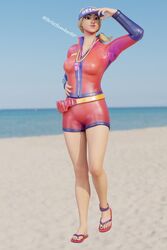 1girls 3d bag beach belt blonde_hair britebomberrp clothed female female_only footwear fortnite headwear lifeguard ocean sun_strider sunstrider_(fortnite) tagme visor