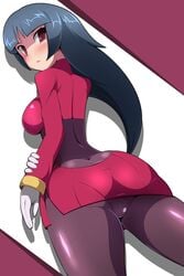 big_breasts black_hair female female_only fully_clothed halubato human long_hair nintendo pokemon red_eyes sabrina_(pokemon) sabrina_(pokemon_frlg) solo solo_female solo_focus thick_thighs