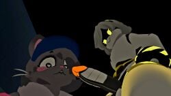 2futas :) :3 baseball_cap blush blushing cakeboi96 cock cock_worship cyn_(murder_drones) dark_room dick enamored erection espeeyy futa_on_futa futanari glowing glowing_glans glowing_penis heart-shaped_pupils hips imminent_fellatio imminent_oral looking_at_penis looking_down_at_partner meme_reference murder_drones nyan_cat penis penis_awe penis_out submitting_to_cock vrchat vrchat_avatar vrchat_media vrchat_model whiskers