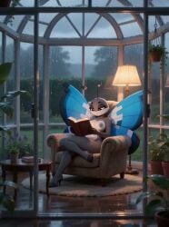 2026 ai_generated ai_video animated book fur furniture furry furry_female furry_only gobabsnow insect_girl insect_wings insects medium_breasts nipples nude nude_female pokemon pokemon_(species) pokemorph rain solo tagme video vivillon