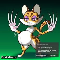 clawroline drakanoms eyeshadow female flustered flustered_female furry kirby_(series) kirby_and_the_forgotten_land leopard nintendo pregnant pregnant_female purple_eyes purple_eyes_female