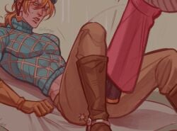 diego_brando femdom hotpants jojo's_bizarre_adventure male_focus rubbing_penis_through_clothes steel_ball_run stepping_on_penis