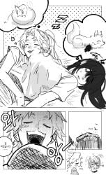 2girls big_breasts comic_page hikaru_ga_shinda_natsu hikaru_indou hikaru_indou_(the_summer_hikaru_died) korean_text rule_63 the_summer_hikaru_died yoshiki_tsujinaka yuri