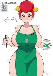 1girls ai_generated big_breasts brawl_stars nipples pam_(brawl_stars) supercell thighhighs