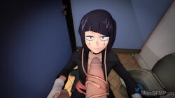 1girls 3d animated bathroom bathroom_stall earjob earlobe_jacks earlobes fingerless_gloves fully_clothed hero_outfit_(mha) kneeling kyoka_jiro large_penis looking_at_viewer miscsfmporn my_hero_academia penis pov purple_hair sound source_filmmaker tagme video