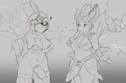 2futas background_sex brawl_stars futa_on_futa futa_only futanari long_penis monochrome piper_(brawl_stars) tara_(brawl_stars)