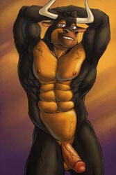 abs anthro biceps ferdinand_(film) furry furry_only furryrevolution guapo_(ferdinand) male_only muscular muscular_male nipples obliques pecs penis ribs serratus_anterior testicles triceps