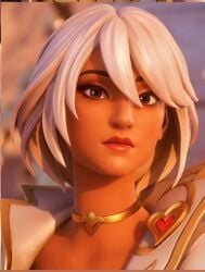 5_seconds_long ai_generated aphrodite_(fortnite) brown_eyes clothed enjoying_sex looking_at_partner no_sound sucking_penis tagme video white_hair