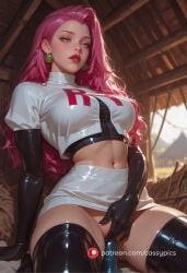 1girl 1girls ai_generated arched_back beautiful big_ass big_breasts blue_eyes blush booty busty cassypics curvy cute dildo dildo_in_pussy dildo_in_vagina dildo_insertion dildo_penetration dildo_riding dildo_sitting earrings erotic fanart female fingering fingering_pussy fingering_self fit fit_body fit_female high_quality highres hot hourglass_figure jessie_(pokemon) kneeling large_ass large_breasts legs_apart legs_spread long_eyelashes long_hair mouth_open naked navel no_panties nude parted_lips patreon pink_hair pokemon puffy_lips puffy_nipples red_lipstick rough_sex round_ass round_breasts round_butt sex_toy sexy skirt_lift skirt_up slim_waist stomach team_rocket thick thick_ass thick_legs thick_thighs vagina vaginal vaginal_insertion vaginal_penetration vaginal_sex waifu wet wet_body wide_hips