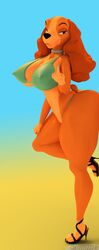 anthro anthrofied bikini breasts canid canine carbiid3 disney lady_(lady_and_the_tramp) lady_and_the_tramp large_ass large_breasts thick_thighs thong