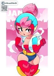 1girls ai_generated big_breasts brawl_stars janet_(brawl_stars) nipples supercell thighhighs