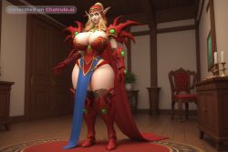 1girl ai_assisted ai_generated blonde_hair blood_elf blue_eyes blue_robe boots breasts_spilling_out clothes_too_small curvaceous_body enormous_breasts enormous_hips enormous_thighs gauntlets green_eyes head_tilt home hood huge_ass huge_breasts indoors intimate legs long_eyebrows long_ponytail looking_down massive_breasts no_pupils oversized_breasts pelvic_curtain perfect_body pointy_ears scenery shoulder_armor slut succubus thick_thighs three_quarter_view tiny_waist uncensored valeera_sanguinar voluptuous_body whore world_of_warcraft