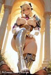 1girls ai_generated ass ass_focus ass_grab bandai_namco big_ass big_breasts blonde_hair blush breast_grab breasts cassandra_alexandra closed_mouth clothes clothing cute cute_face exposed_breasts exposed_pussy female female_focus green_eyes large_ass large_breasts light-skinned_female light_skin long_hair looking_at_viewer nipples pink_nipples pussy sexy sexy_body sexy_female soul_calibur standing younger_female