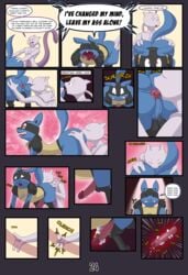 <3_eyes ... 2020 absurd_res all_fours anal ass_grab big_ass canid canine comic dialogue duo english_text erection felid feline femboy girly handjob heart heart-shaped_pupils hi_res legendary_pokémon lucario male male/male mammal mewtwo mintyskin mykiio nintendo onomatopoeia oral penile pokemon pokemon_(species) precum_drip reach_around rimming sex sound_effects text video_games yelling