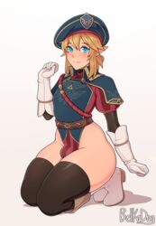 1boy androgynous belka_dog breath_of_the_wild bulge cuccoking femboy feminine_male girly link link_(breath_of_the_wild) male male_only royal_guard_boots royal_guard_cap royal_guard_link royal_guard_set royal_guard_uniform the_legend_of_zelda thighhighs trap white_background