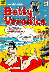 anotherymous archie_comics betty_and_veronica betty_cooper black_hair blonde_hair brown_hair casual comic_cover electronics eyewear female hairy_pussy human pale_skin public veronica_lodge