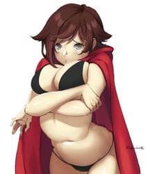 1girls big_breasts breasts cleavage female female_only flashing large_breasts looking_at_viewer lulu-chan92 pout pouting ruby_rose rwby solo