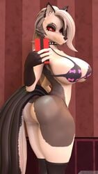 1girls 3d anthro armpits ass big_ass big_breasts bikini black_pupils breasts carbiid3 cleavage curvy dat_ass demon earrings female fingerless_gloves furry gray_hair grey_fur hellhound helluva_boss large_ass large_breasts long_hair loona_(helluva_boss) red_sclera selfie solo source_filmmaker spiked_collar thick_thighs thighhighs vivienne_medrano white_eyes white_hair wolf