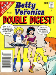 anotherymous archie_andrews archie_comics betty_and_veronica betty_cooper black_hair blonde_hair brown_hair casual comic_cover female footwear human pale_skin public school_uniform schoolgirl shaved_pussy veronica_lodge