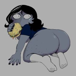 1girls ass big_ass bottomless burger female pubic_hair socks tagme tyrant_rat