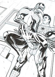1boy 1girls alien alien_girl balls breasts clothes clothing curvaceous curves curvy curvy_body curvy_female curvy_figure curvy_hips female female_domination femdom hips hourglass_figure human long_tongue lower_body male marvel marvel_comics nipples penis peter_parker pussy ripped_clothes ripped_clothing ripped_pants sharp_teeth she-venom spider-man spider-man_(series) straight straight_hair superhero symbiote teeth testicles tongue tongue_out unmasked upper_body vagina vaginal vaginal_penetration venom venom_(marvel) villain voluptuous wide_hips