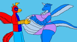 1boy1girl 2d activision anthro anthro_female anthro_only avian blue_fur couple couple_(romantic) dragon pregnant pregnant_anthro pregnant_female red_fur scalie skylanders snout sunburn_(skylanders) whirlwind_(skylanders)