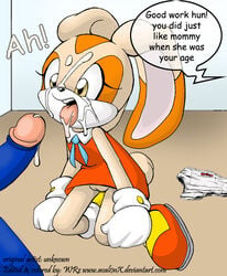 1boy 1girls anthro color comic_sans cream_the_rabbit drs erection female foreskin foreskin_folds fur furry hedgehog intact interspecies male partial_male penis rabbit retracted_foreskin sega smooth_penis sonic_(series) sonic_the_hedgehog speech_bubble straight toony uncut url vulva website