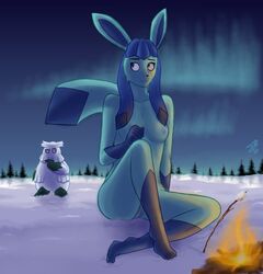 2009 abomasnow badenov blue_eyes blue_fur breasts eeveelution generation_4_pokemon glaceon nintendo nipples pokemon pokemon_(species) pussy tagme