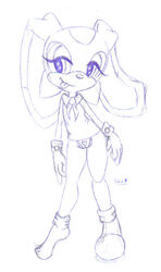 cream_the_rabbit female female_only fur furry innocenttazlet monochrome rabbit sega solo sonic_(series)