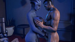 3d alien asari blue_skin commander_shepard female interspecies liara_t'soni ltr300 maleshep mass_effect miranda_lawson source_filmmaker