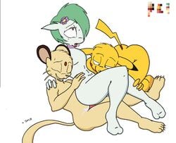 3boys anal anal_penetration anal_sex gardevoir male male/male male_gardevoir male_only male_penetrated male_penetrating male_pokemon male_pokemon/male_pokemon maledom malesub nintendo persian pikachu pokemon pokemon_(species) pokemon_rse reverse_cowgirl_position sanji_artist sentones