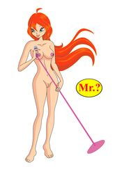 1girls bloom_(winx_club) blue_eyes breasts cobolt2 female female_only long_hair looking_at_viewer microphone navel nipples nude orange_hair pussy rainbow_(animation_studio) smile solo tagme winx_club