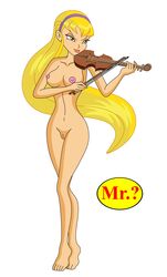 1girls amber_eyes areolae blonde_hair breasts cobolt2 eyeshadow female female_only lipstick long_hair makeup mascara musical_instrument naked navel nipples nude playing_instrument pussy solo stella_(winx_club) tagme violin winx_club