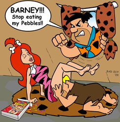 2009 angry bad_guy barney_rubble caveman cunnilingus female fred_flintstone funny hanna-barbera hanna-barbera_(style) human indoors male pale_skin pebbles_flintstone straight tagme the_flintstones the_pebbles_and_bamm-bamm_show toony