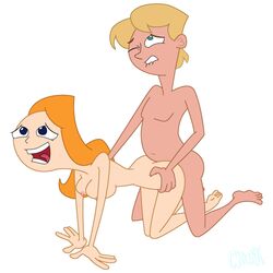 candace_flynn chunk disney disney_channel female human jeremy_johnson male nipples orange_hair phineas_and_ferb straight tagme white_background