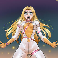 bisected blonde_hair decapitation dismemberment erect_nipples guro lyotanc marvel marvel_comics moonstone_(marvel) screaming