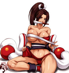 1girls 7th-heaven big_breasts breasts cleavage fatal_fury female female_only king_of_fighters large_breasts looking_at_viewer mai_shiranui snk solo