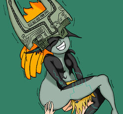 blonde_hair butt_grab capturepoint crown cunnilingus facesitting female/male head_hold head_holding imp_midna implied_cunnilingus implied_oral link midna oral oral_sex pleasured straight the_legend_of_zelda twili twilight_princess unseen_male_face