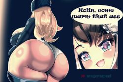 2girls alternate_ass_size alternate_breast_size ass big_ass big_breasts blonde_hair blue_eyes breasts capcom chubby chubby_female chun-li drawing english english_text fanart female female_only heart-shaped_pupils huge_ass huge_breasts kolin large_ass large_breasts lingerie magentapeel milf muscle muscles muscular muscular_female panties plump street_fighter street_fighter_v text venus_body