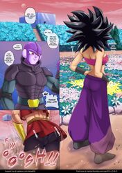 2girls ass black_hair caulifla clothing comic dragon_ball dragon_ball_super female hit_(dragon_ball) kale light-skinned_female light_skin multiple_girls pantylines r-e-l-o-a-d saiyan