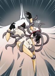 2025 2girls anus artificial_legs artificial_limb ass big_ass big_breasts black_body black_skin blush blushing breasts cloak corruption defeated female gauntlets grand_mother_silk grey_tentacles greyroot gustav01art halo hi_res hollow_knight hollow_knight:_silksong hornet_(hollow_knight) imminent_sex infection long_hair parasite pussy red_clothing restrained restrained_arms restrained_by_tentacles silksong tentacle tentacle_rape very_long_hair white_body white_hair white_skin